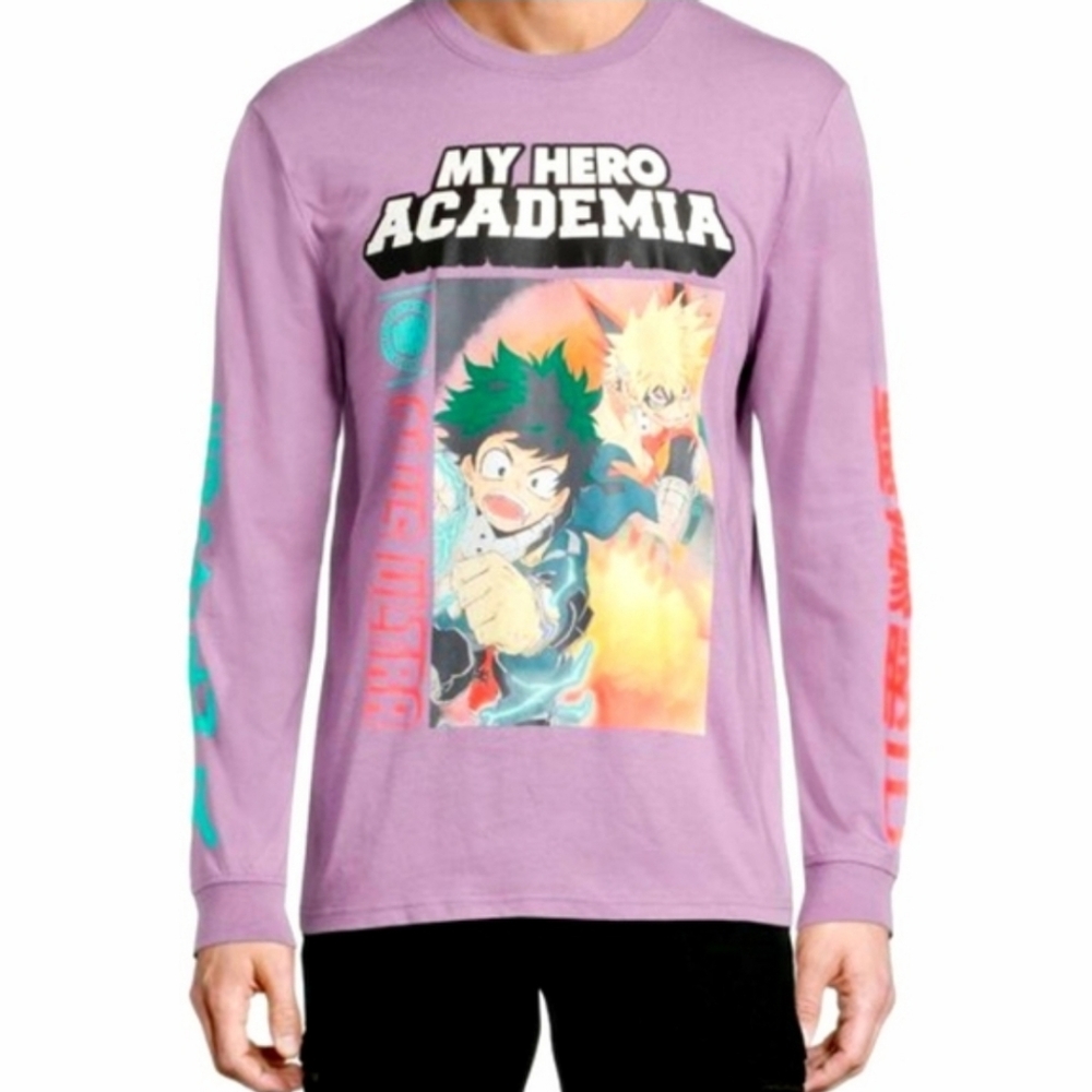 Men's FUNimation My Hero Academia Purple Long Sleeve Tee T-Shirt Size Medium M